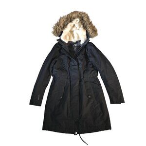 Helly Hansen Womens Black Parka Coat With Faux Fur Hood